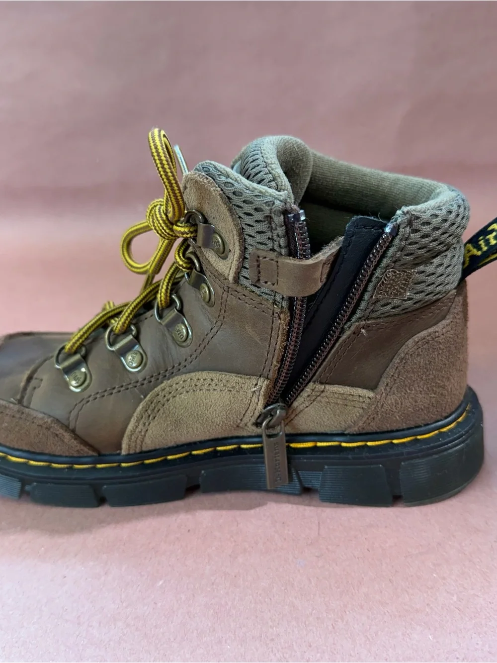 Dr. Martens Raffe Brown Kids Lace-Up Ankle Hiking Boots